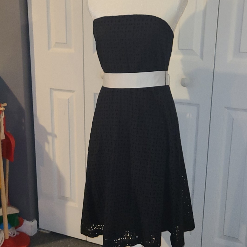 New york and company navy strapless dress